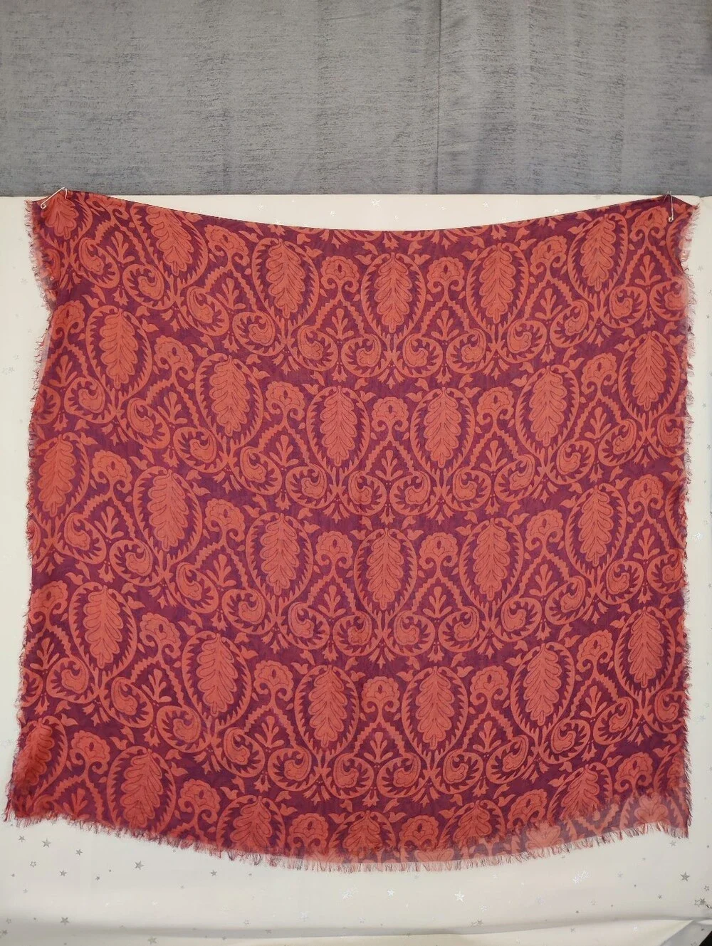 Naturally Knotty 100% Modal Oversized Rust Orange Damask Scarf Wrap 40x78